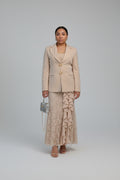 Cream Lace Ruffle Skirt & Blazer Co-ord Set
