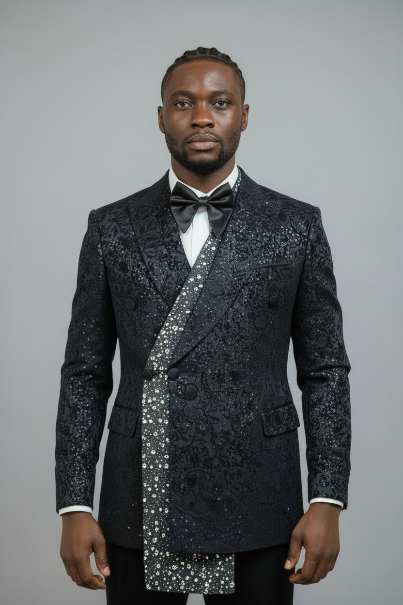 Men's Luxury Floral Sequin Blazer Suit