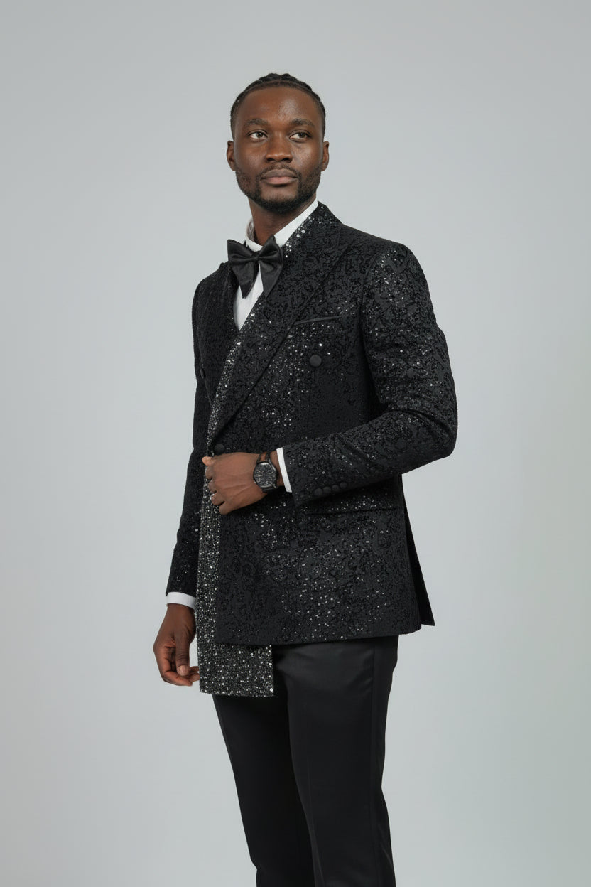 Men's Luxury Floral Sequin Blazer Suit