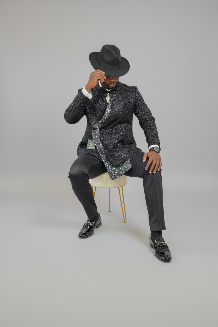 Men's Luxury Floral Sequin Blazer Suit