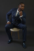 Blue white suit