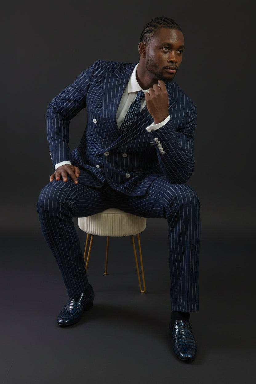Blue white suit