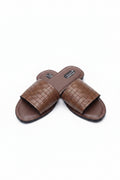 Brown woven slide sandals 