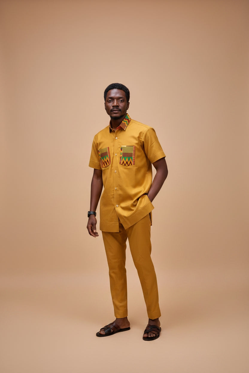 2 piece man atire with kente
