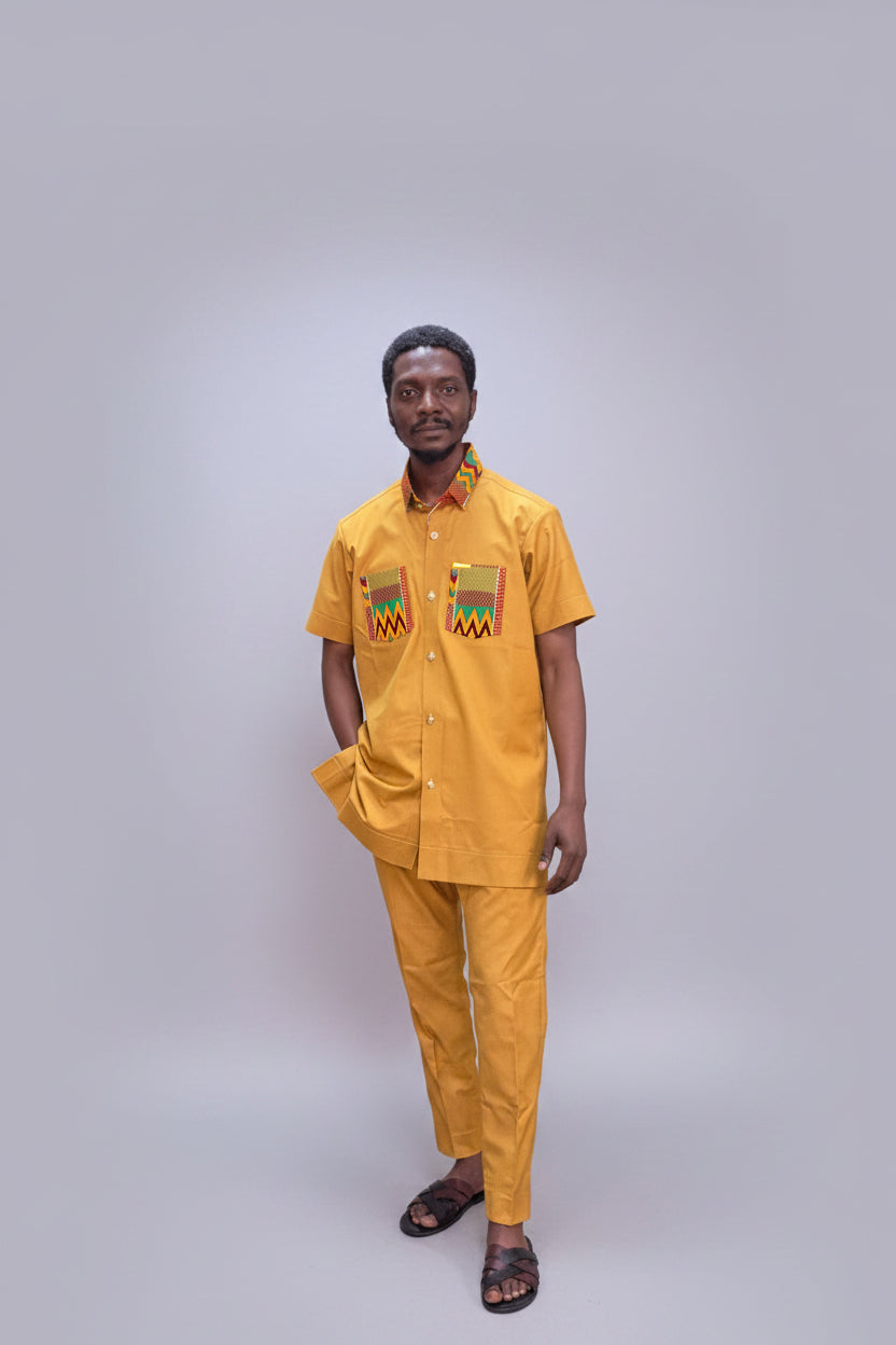 2 piece man atire with kente