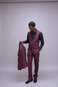 Men 3 piece burgundy suit