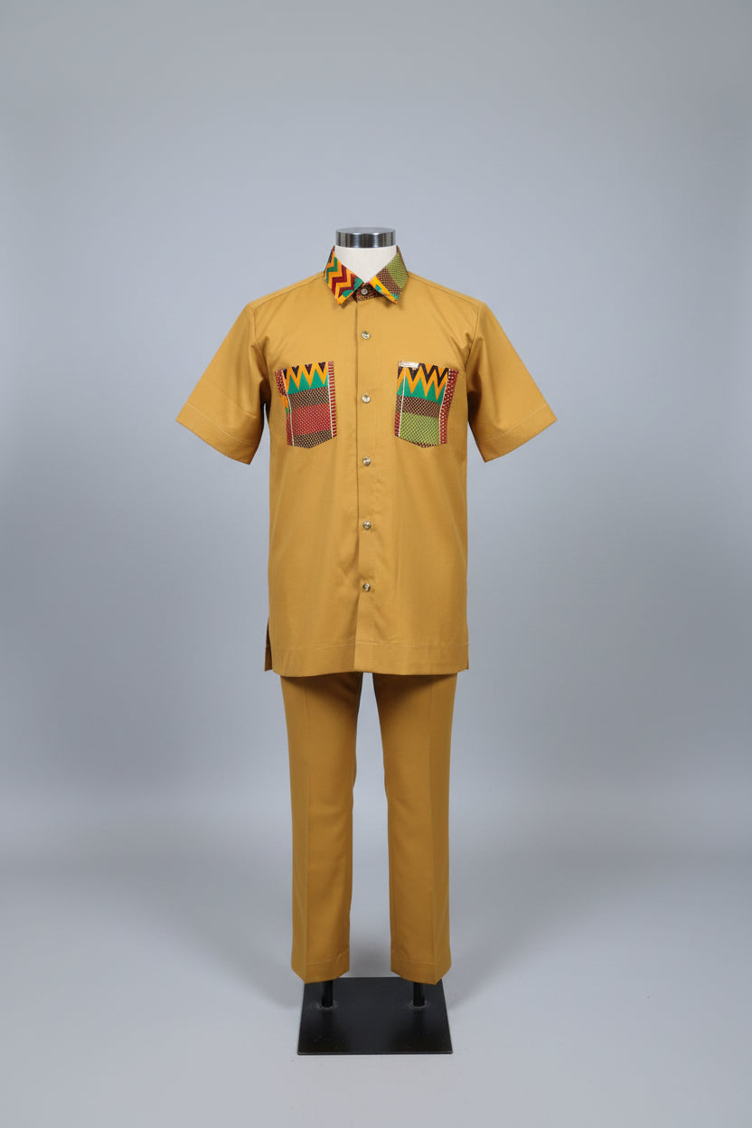 2 piece man atire with kente