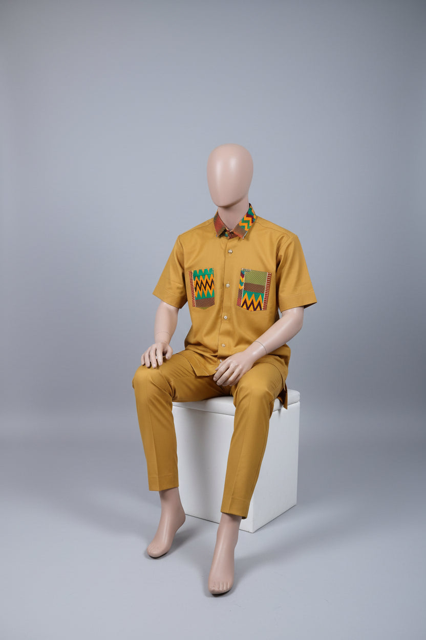 2 piece man atire with kente