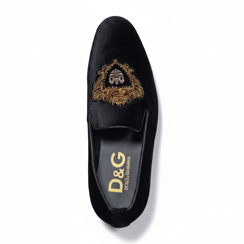 D&G black loafers with gold emblem