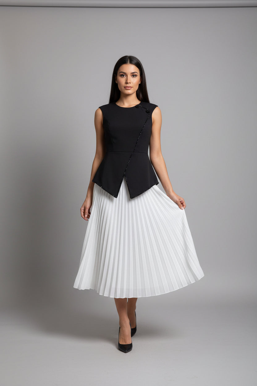 Black and white gown