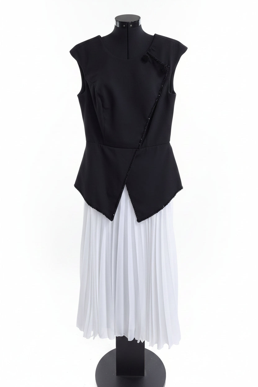 Black and white gown