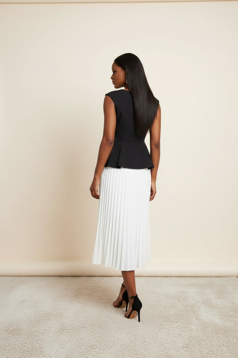Black and white gown