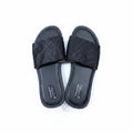 Black slides with textured straps 