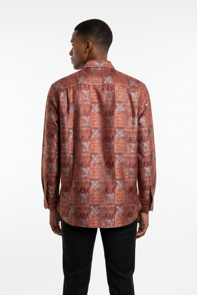 Red patterned fabric 