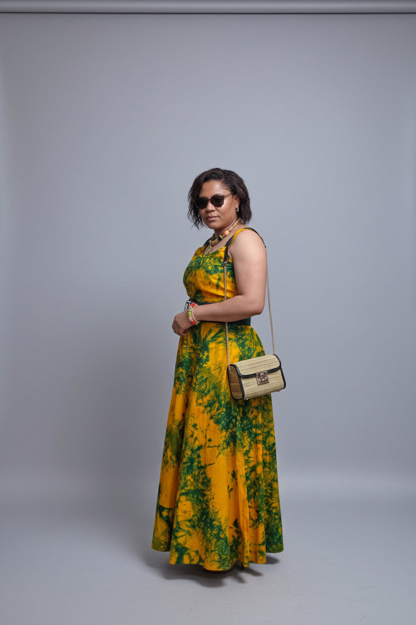 Sleeveless maxi tie-dye gown