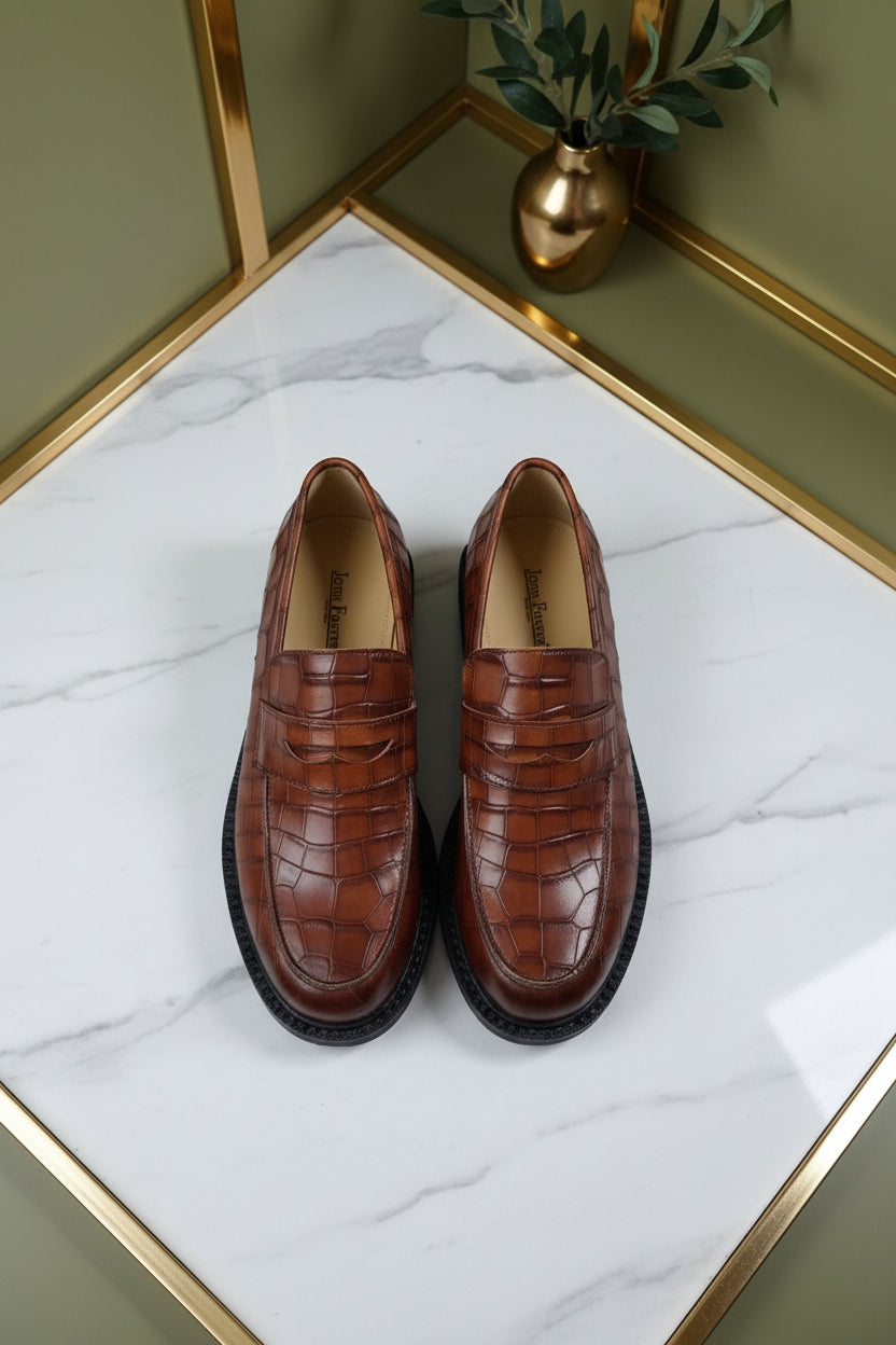 John foster crocodile skinlike shoe