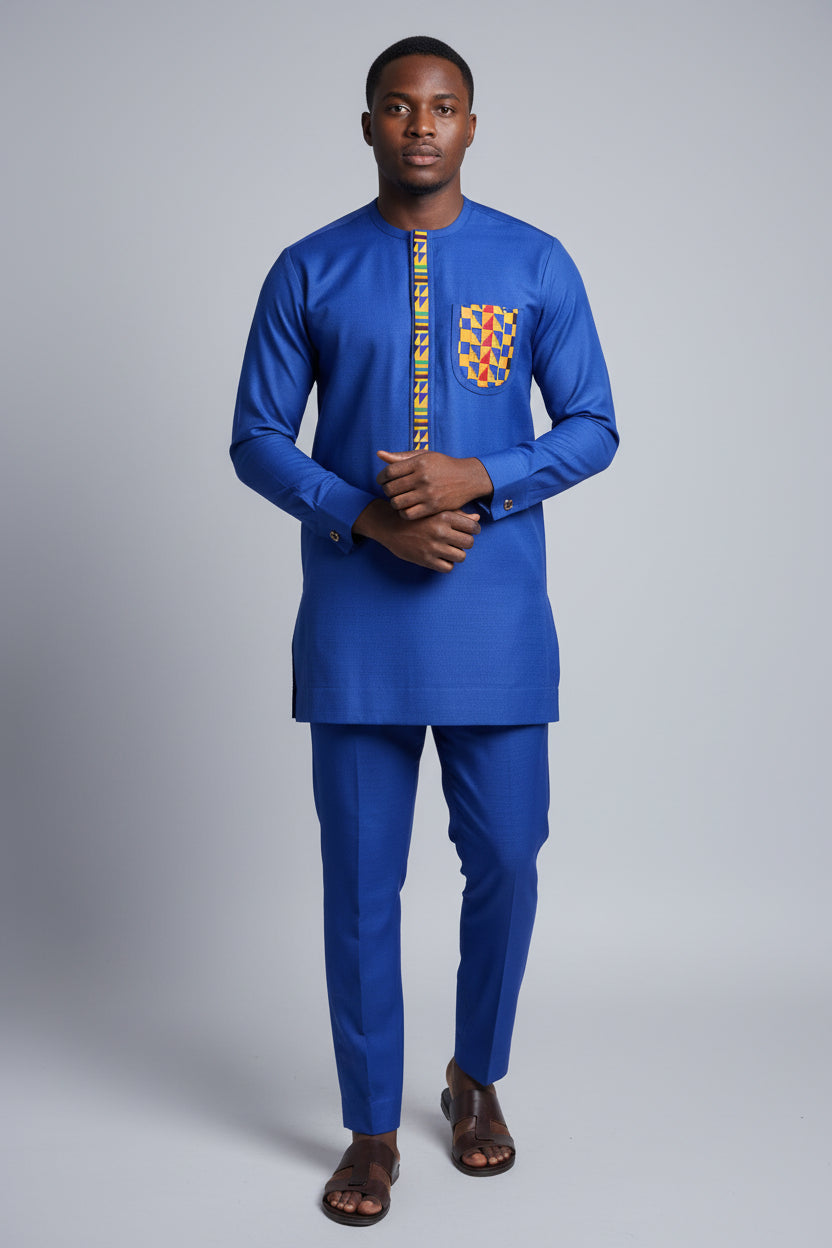 Two piece knit kente embroded piece