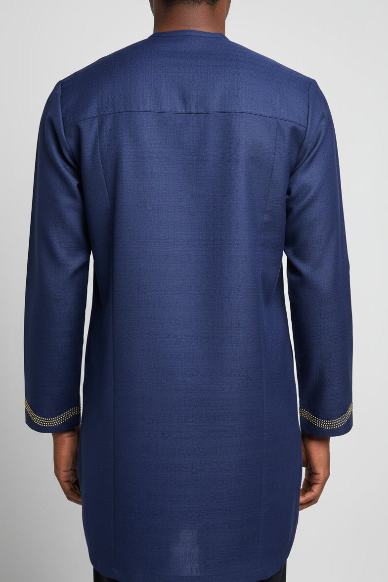 Men's Navy Gold Embroidered Two-Piece Senator Set