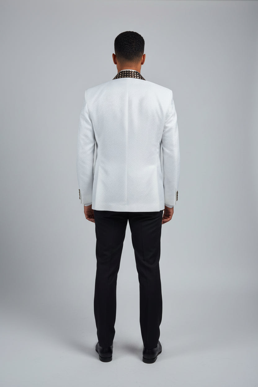 Gold Stud Ceremonial Suit – White