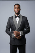 Black Jacquard Crystal Lapel Ceremonial Suit