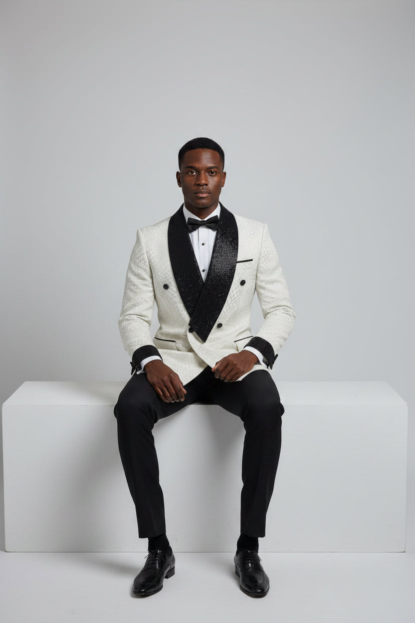 Ivory Jacquard Ceremonial Suit – Size 44