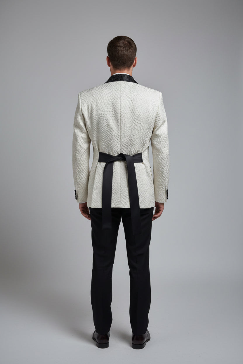 Ivory Jacquard Ceremonial Suit – Size 44