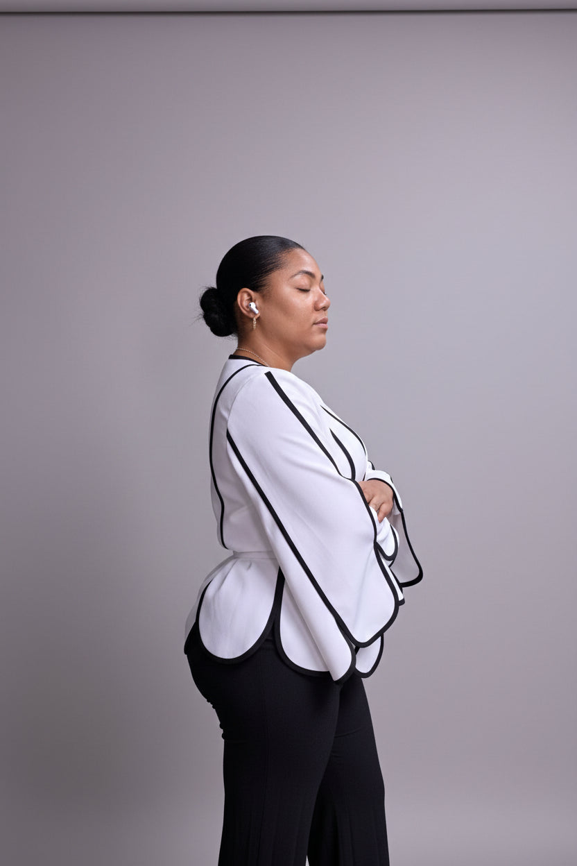 Monochrome Scallop Peplum Top