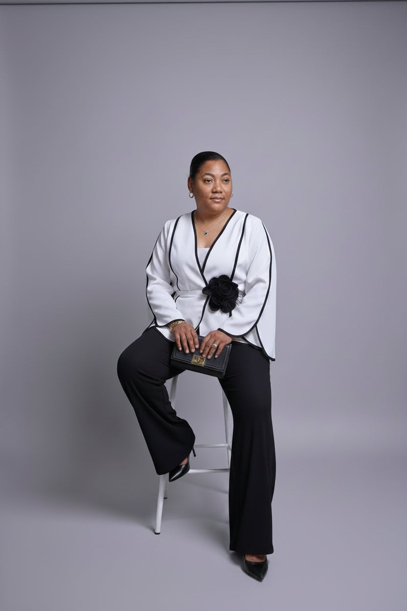 Monochrome Scallop Peplum Top