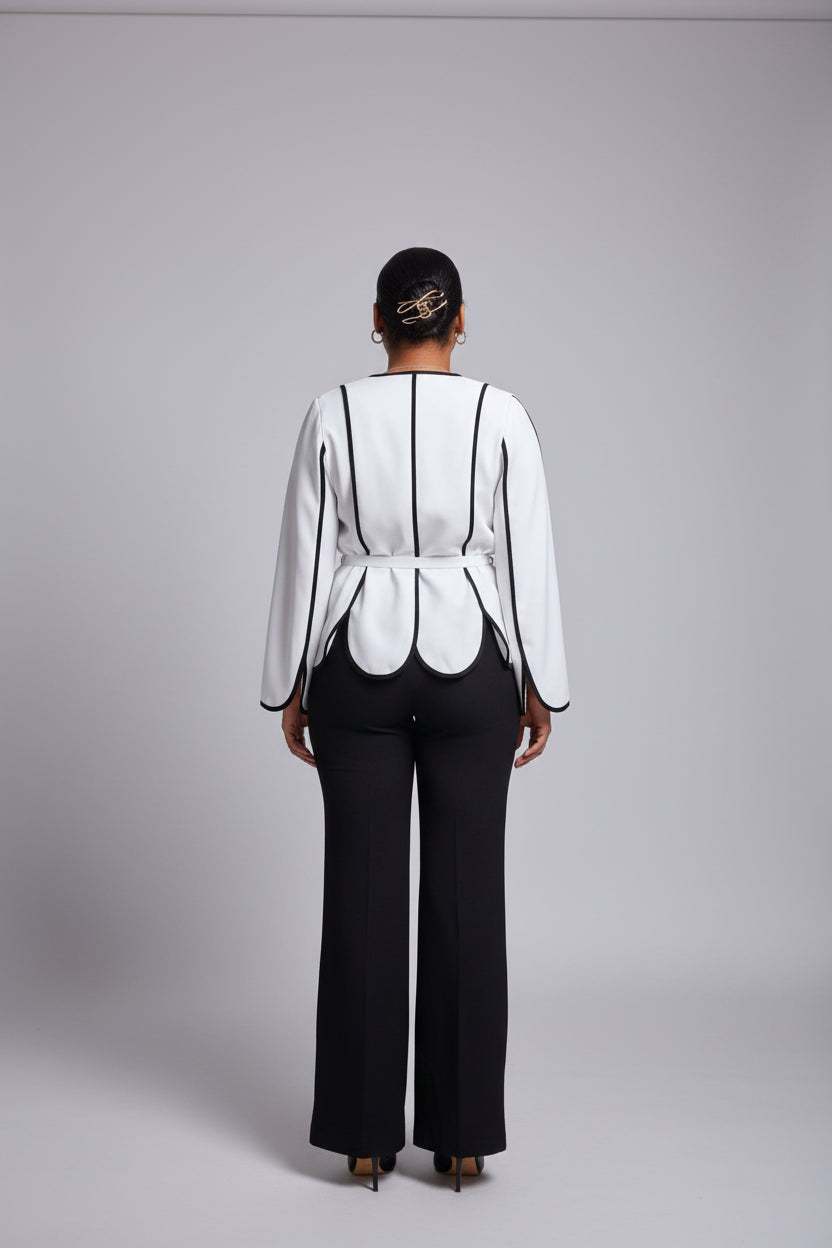 Monochrome Scallop Peplum Top