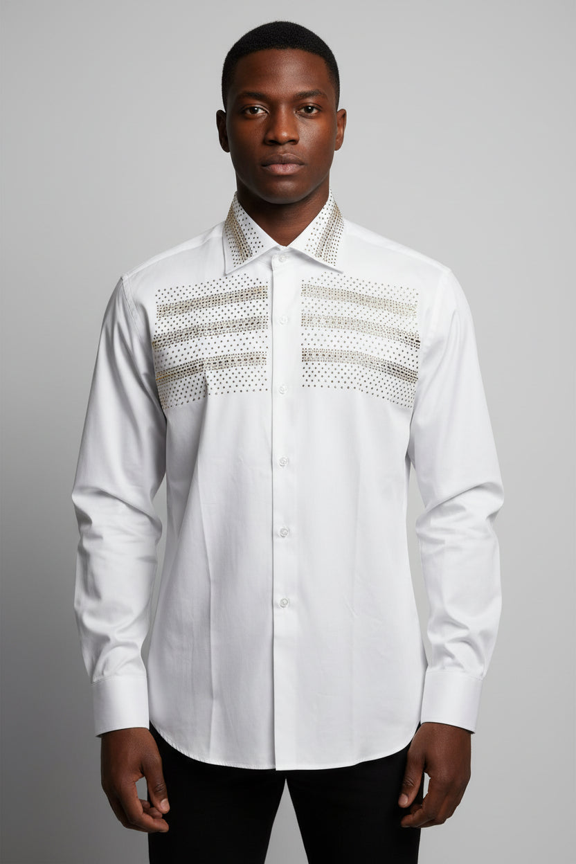 Men's Crystal Studded Dress Shirt