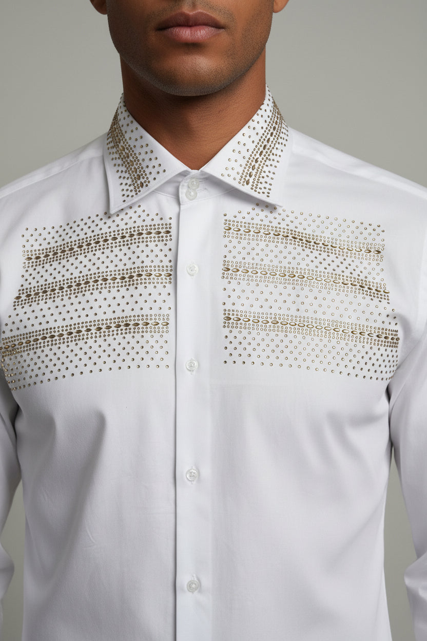 Men's Crystal Studded Dress Shirt