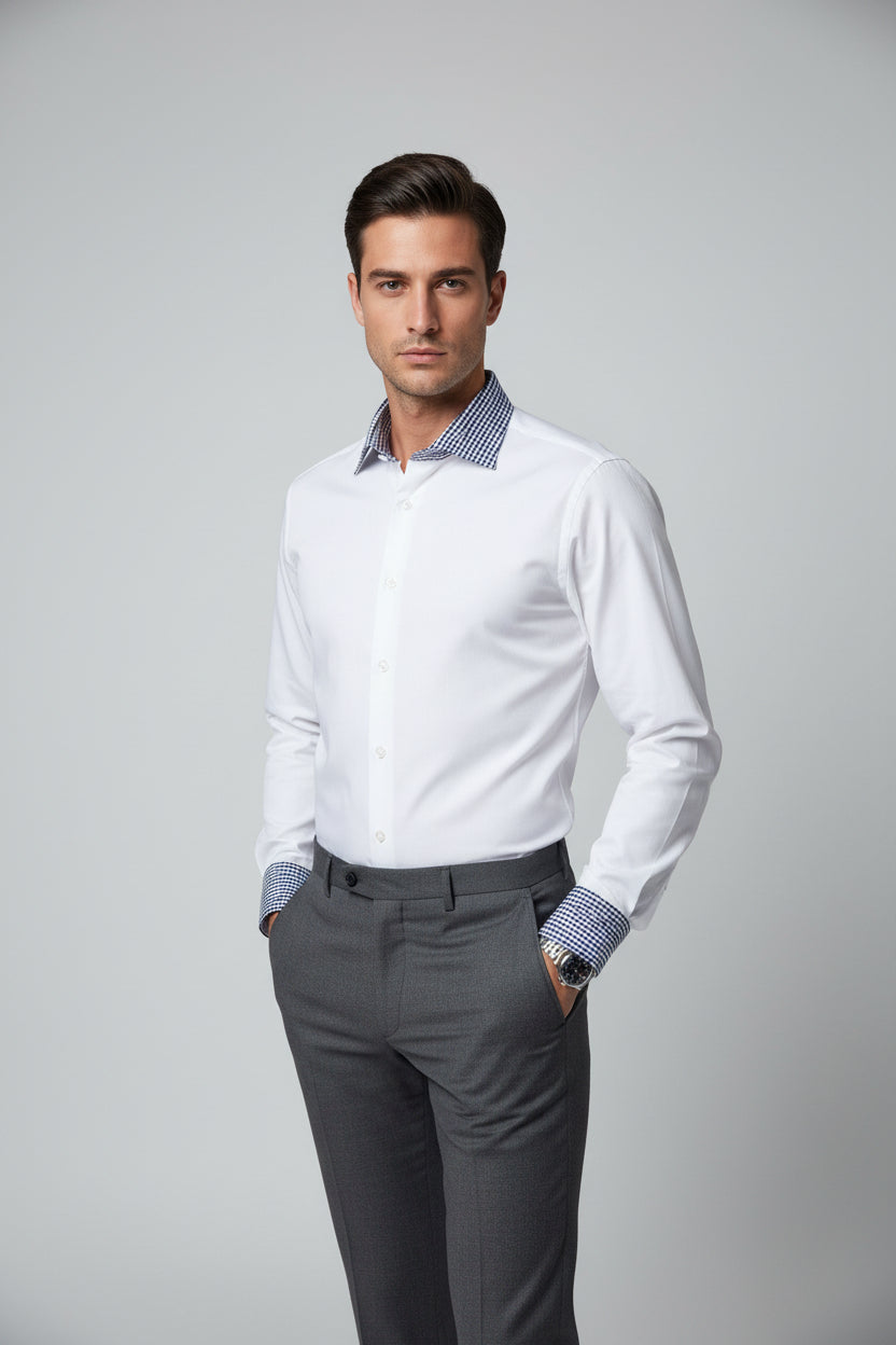 Alberto Roma Non-Iron Contrast Collar Shirt