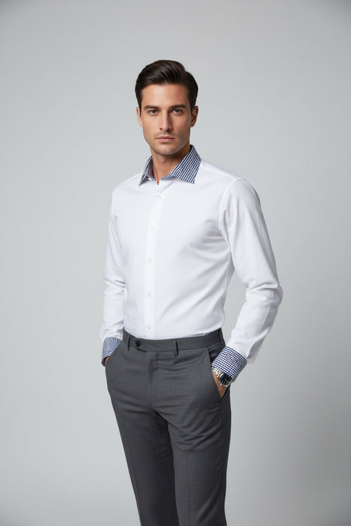 Alberto Roma Non-Iron Contrast Collar Shirt