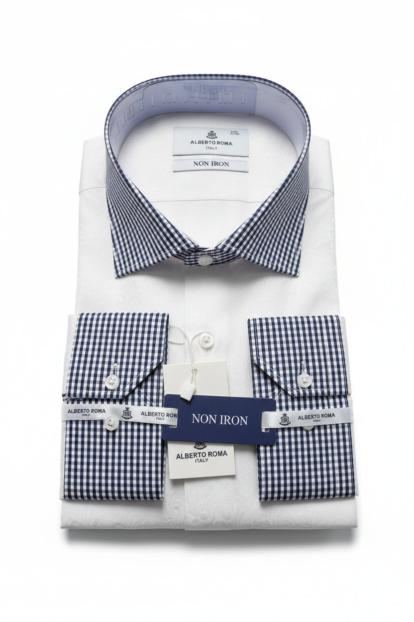 Alberto Roma Non-Iron Contrast Collar Shirt