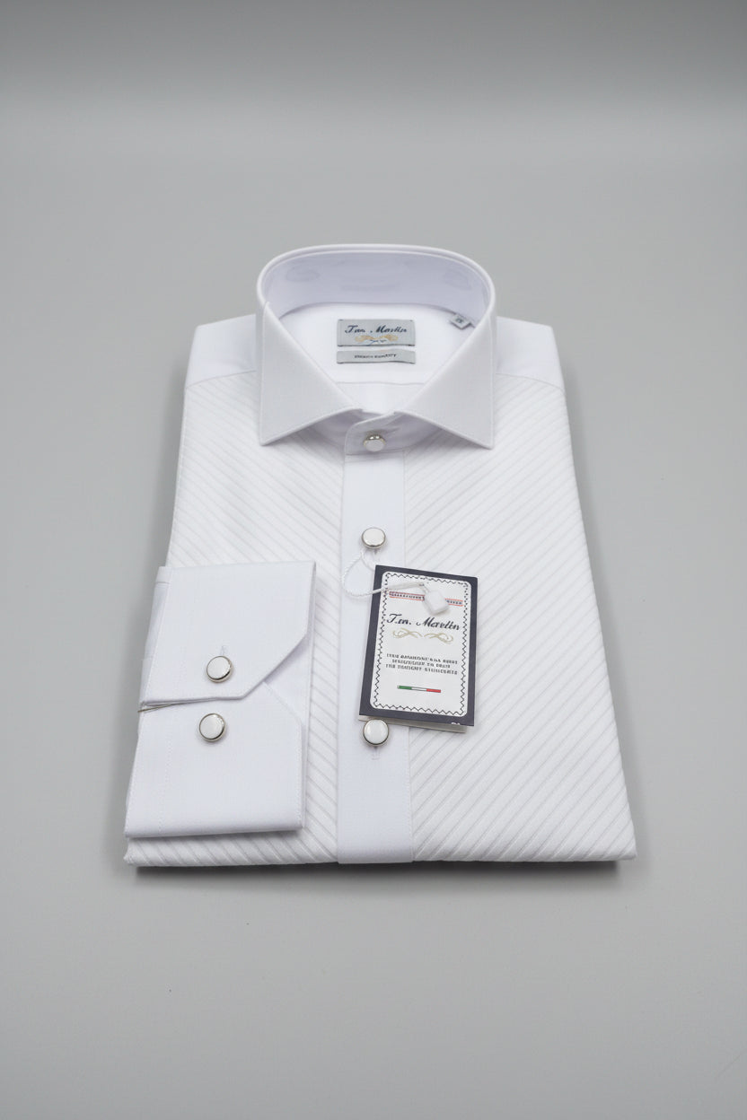 Fino Martin Slim Fit Textured Double Cuff Dress Shirt
