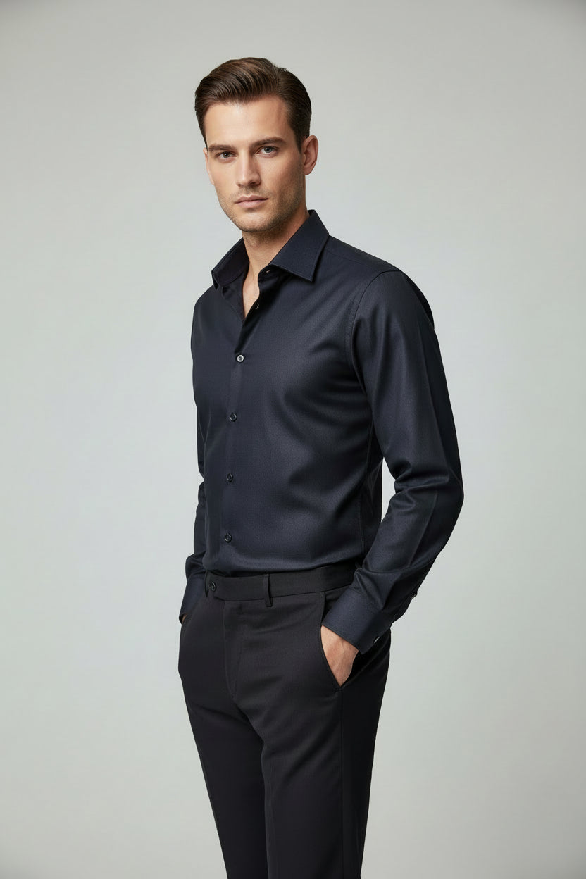 Navy Slim-Fit Dress Shirt