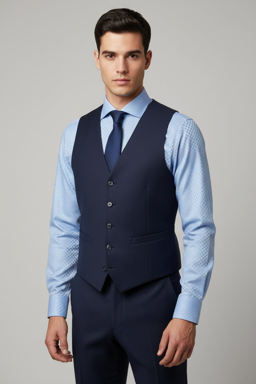 Alberto Roma Non-Iron Blue Textured Dress Shirt – Italian Luxury