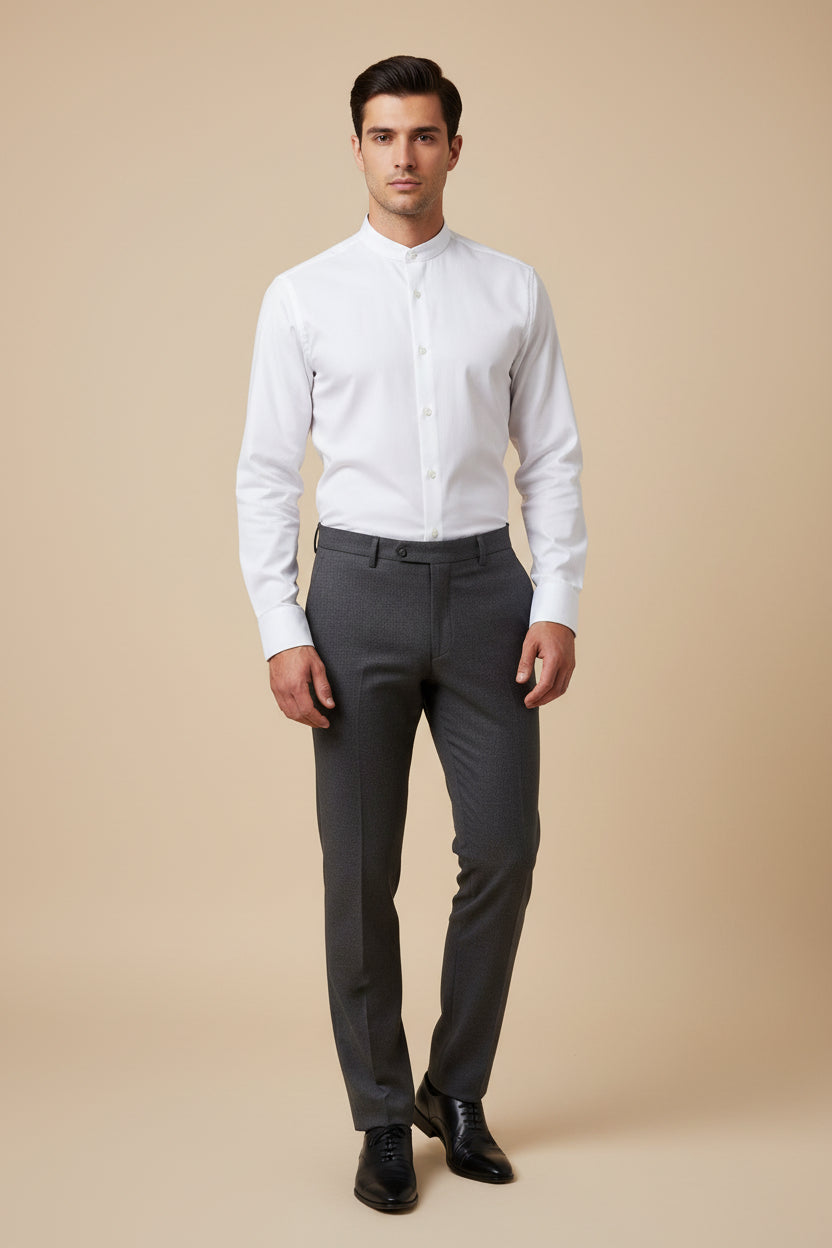 Ricardo Martinez White Mandarin Collar Dress Shirt – Premium Menswear