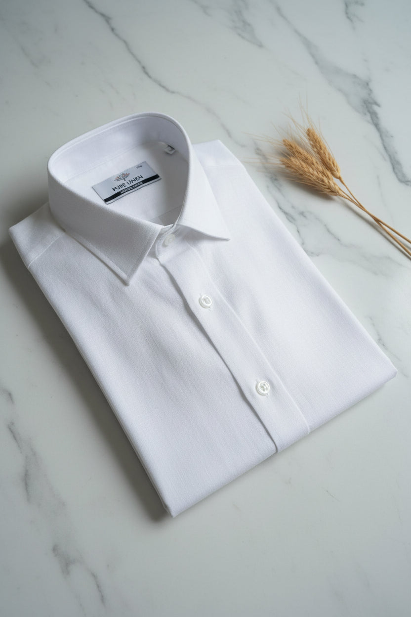 Alberto Roma Non-Iron White Linen Dress Shirt – Italian Luxury