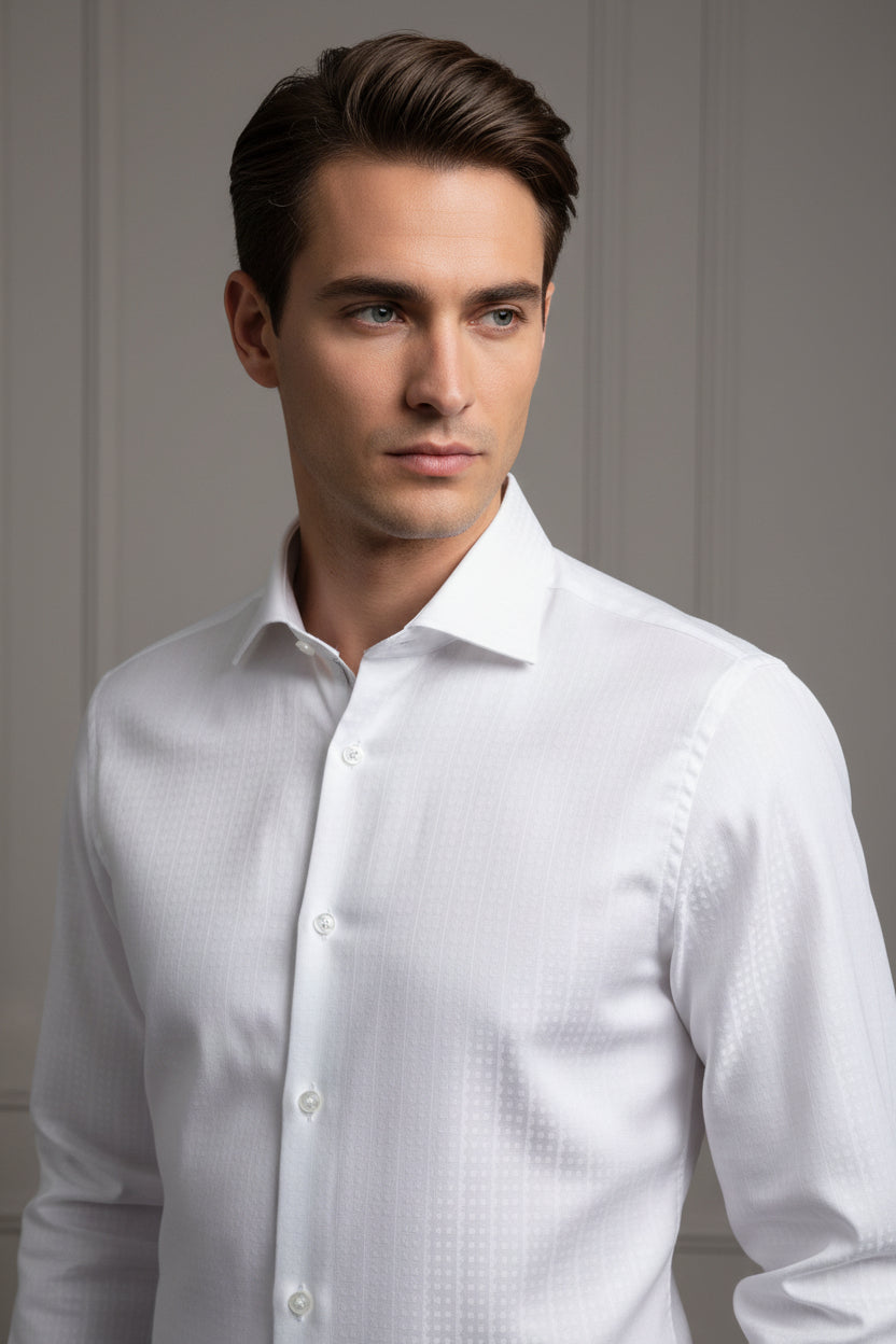 Men's White Slim Fit Dress Shirt