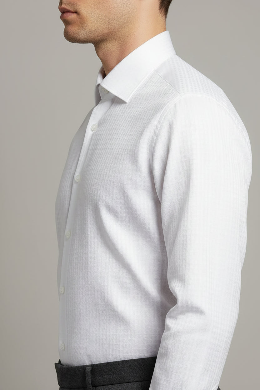 Men's White Slim Fit Dress Shirt