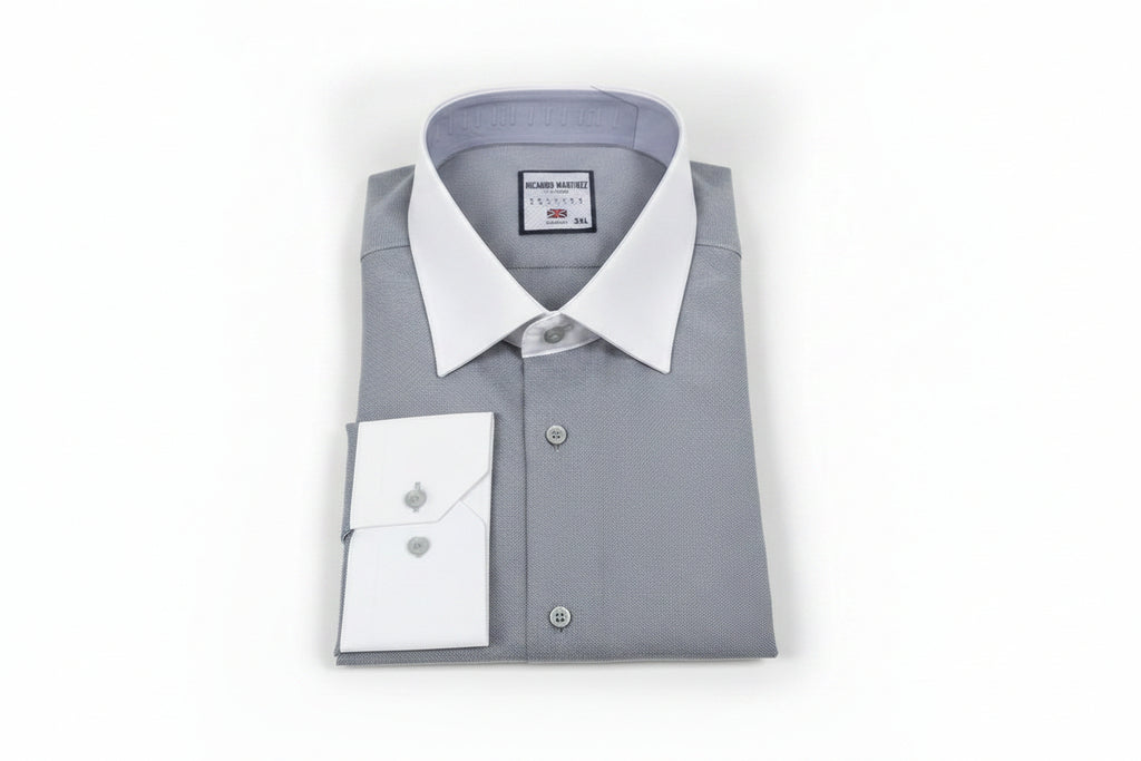 Men's Grey Contrast Collar Dress Shirt