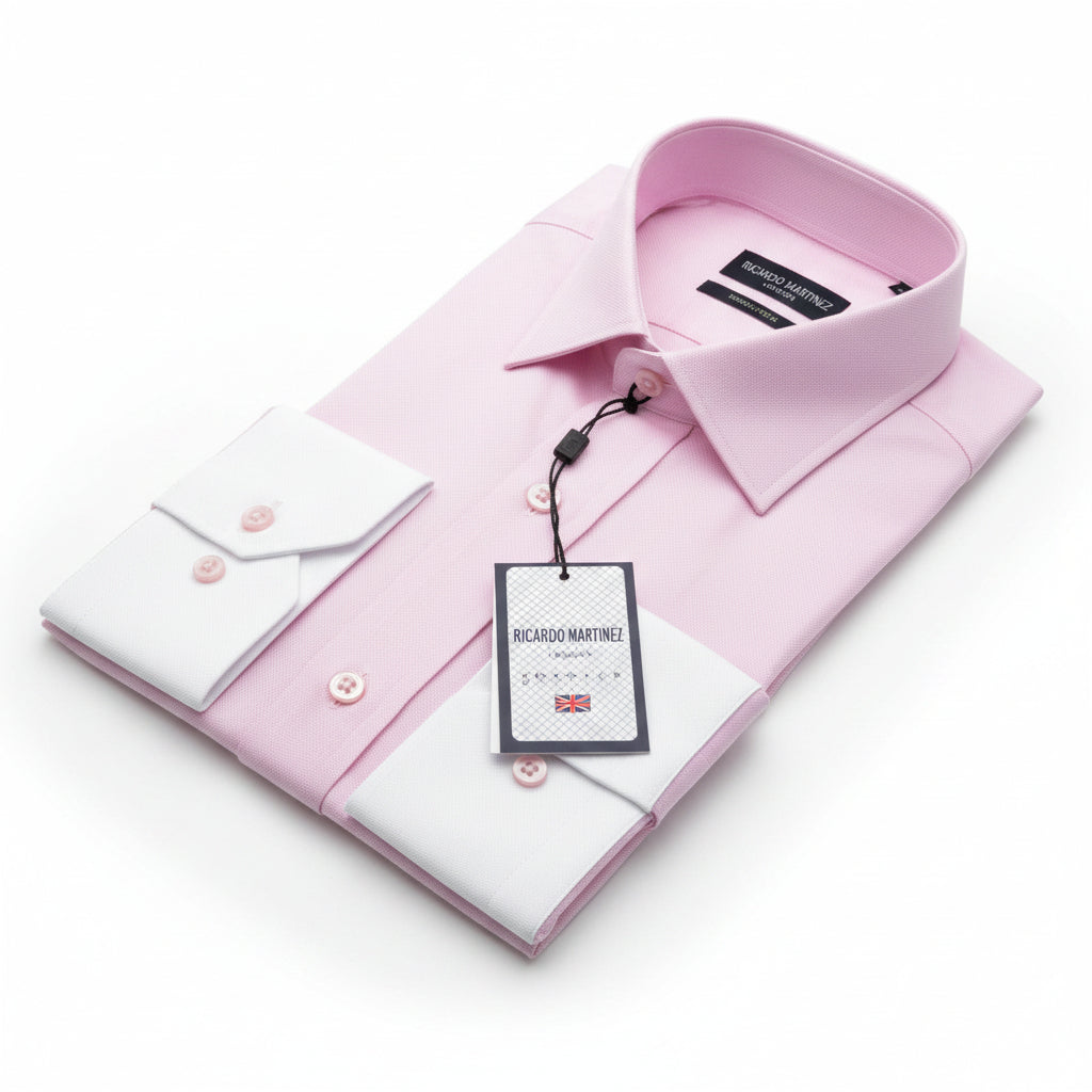 Pink Contrast Collar Dress Shirt
