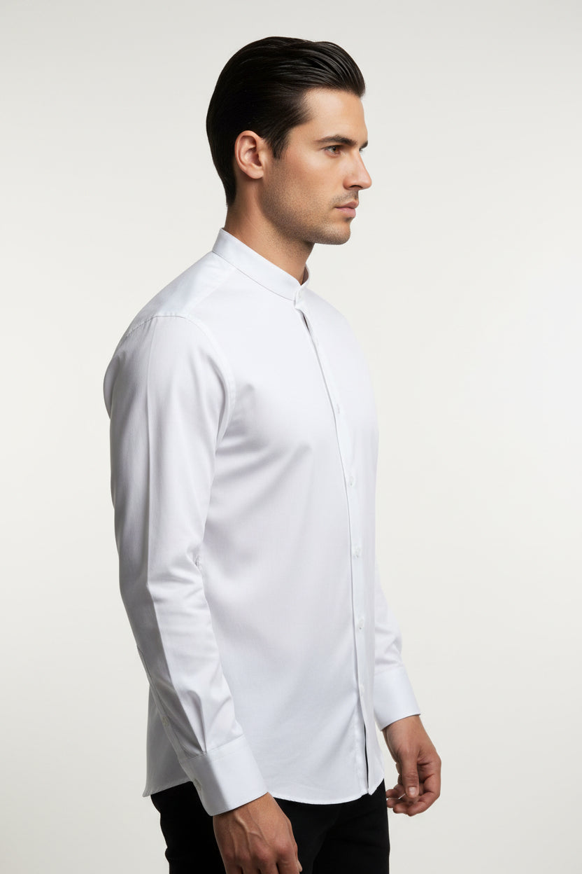 Ricardo Martinez White Mandarin Collar Dress Shirt – Premium Menswear