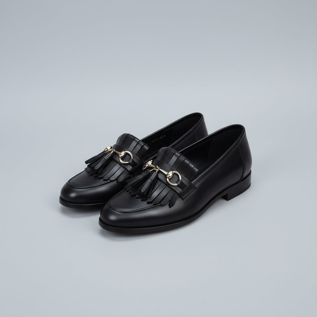 Black Horsebit Tassel Loafers