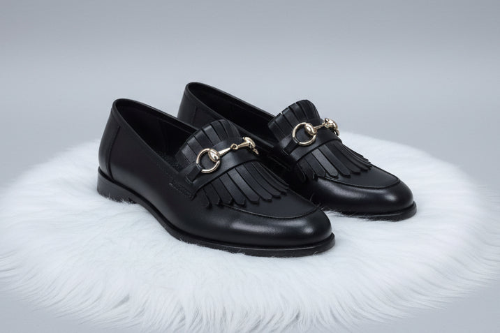Black Horsebit Tassel Loafers