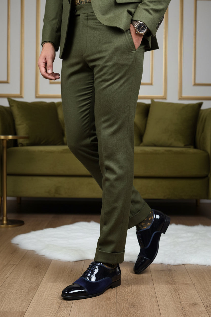 Navy High-Shine Lace-Up Dress Shoes