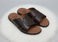 Brown Cross-Strap Slip-On Sandals