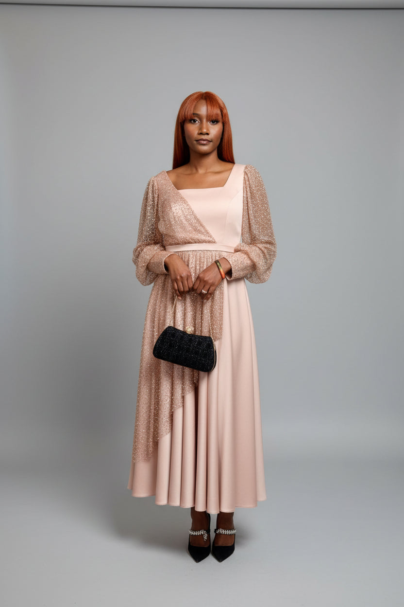 Blush Embellished Midi Dress