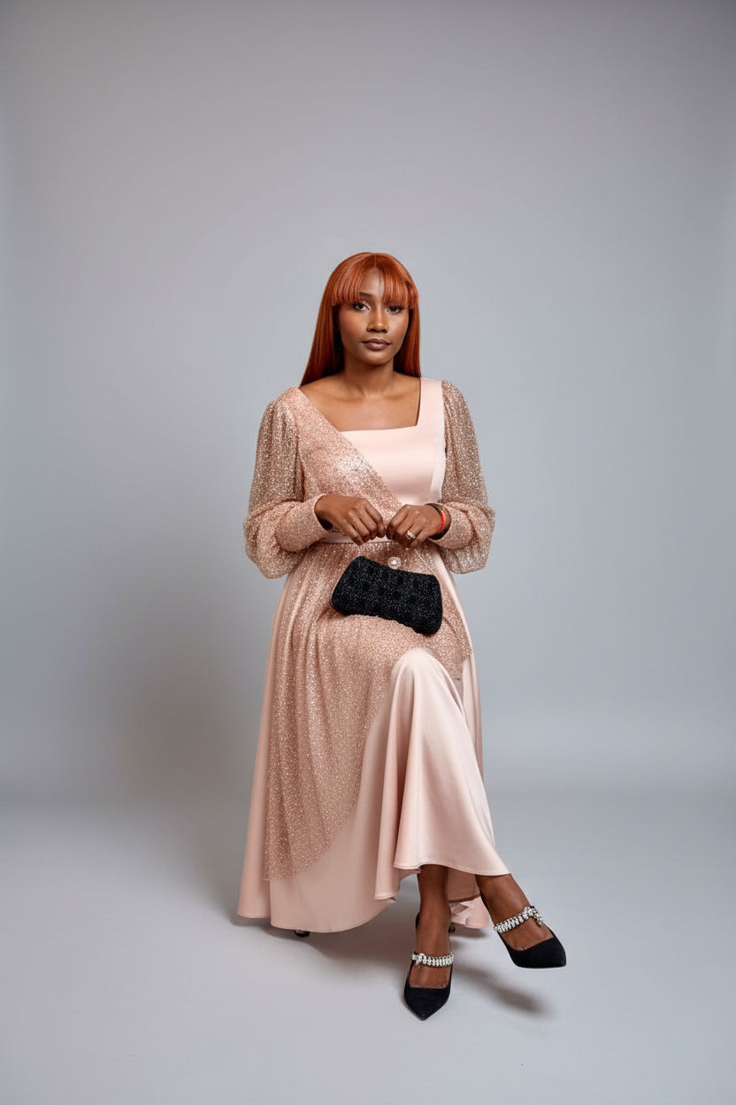 Blush Embellished Midi Dress